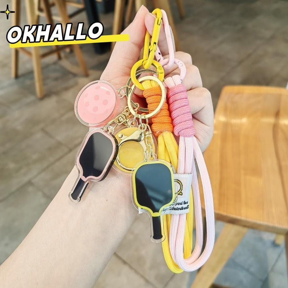 Chaveiro De Raquete De Pickleball OKHALLO , Destacável Com Pingente De Remo De Cordão , Acrílico
