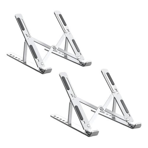 Kit 2 Suporte Notebook Alumínio Portátil Dobrável Vtwk Prateado Ergonômico Escritório Trabalho
