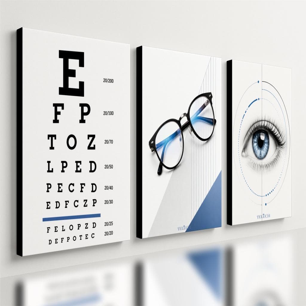 Kit3 Quadro Decorativo Oftalmologia Ótica Óculos Visão Olho e3