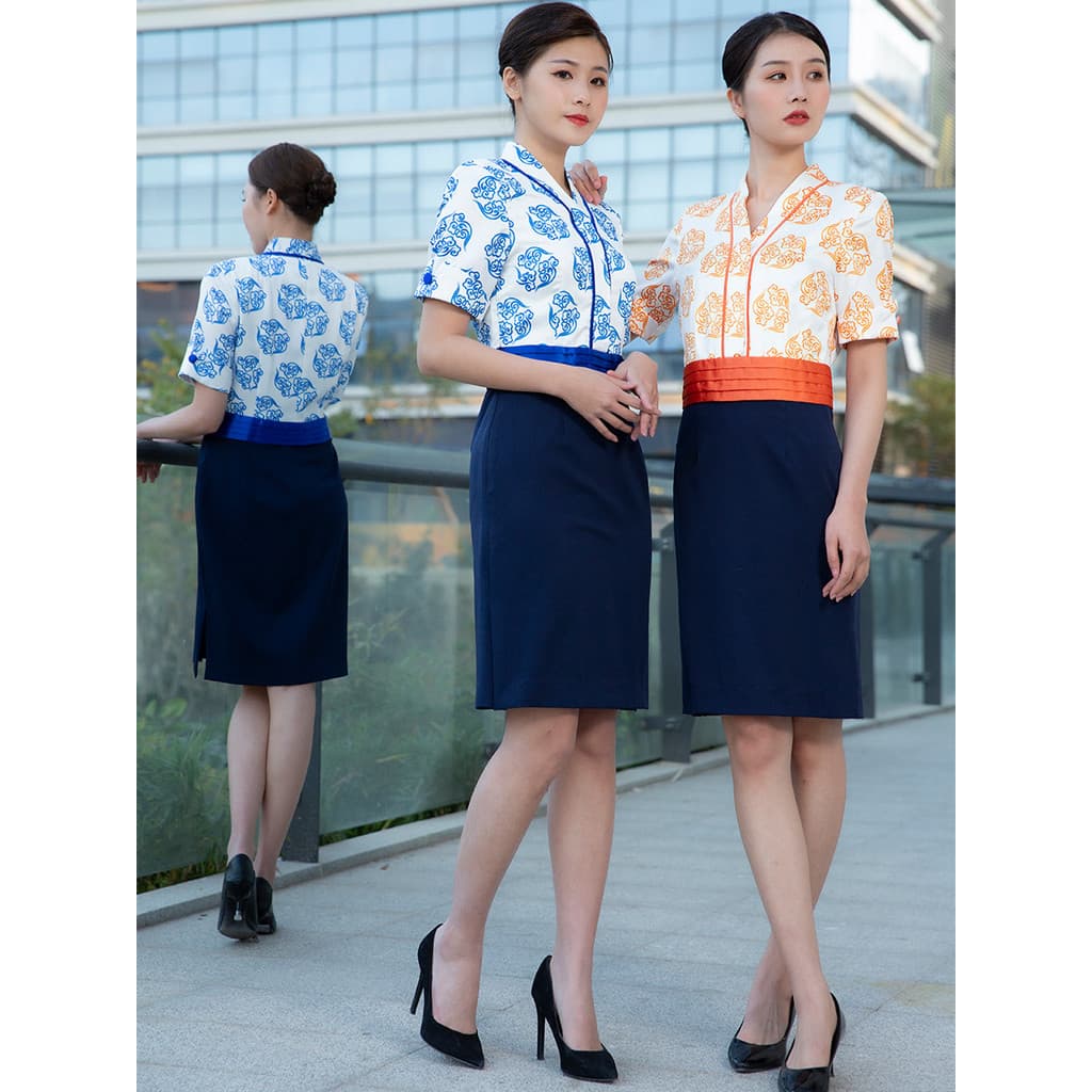 Uniforme de aeromoça feminino Okai vestido profissional terno Hotel recepção loja jóias ferramentas ktv vendas macacão