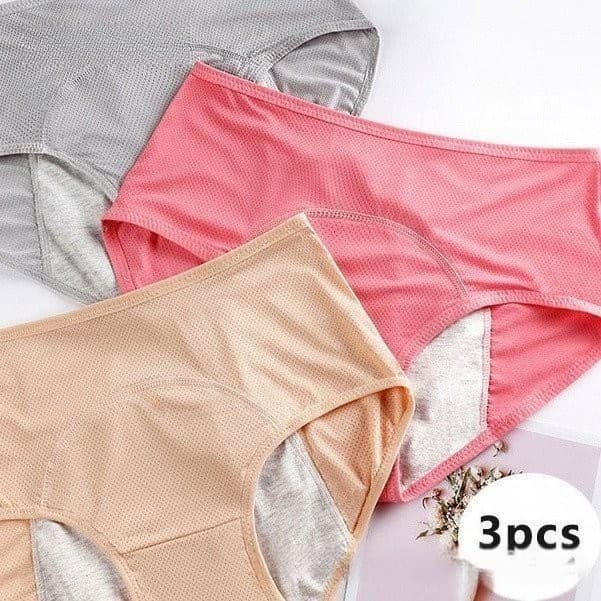 Joyjoy 3 Peças De Calcinha De Algodão Absorvente Para Mulheres Com Incontinência Urinária , Menstrual E Pós-Parto CTNK V