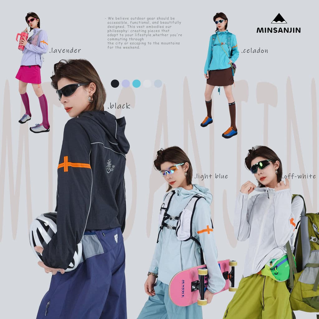 MIN SAN JIN Mountain Series Outdoor Respirável Casual Color Blocking Roupas de Pele com Capuz Estilo Casal ZZ-2028SS