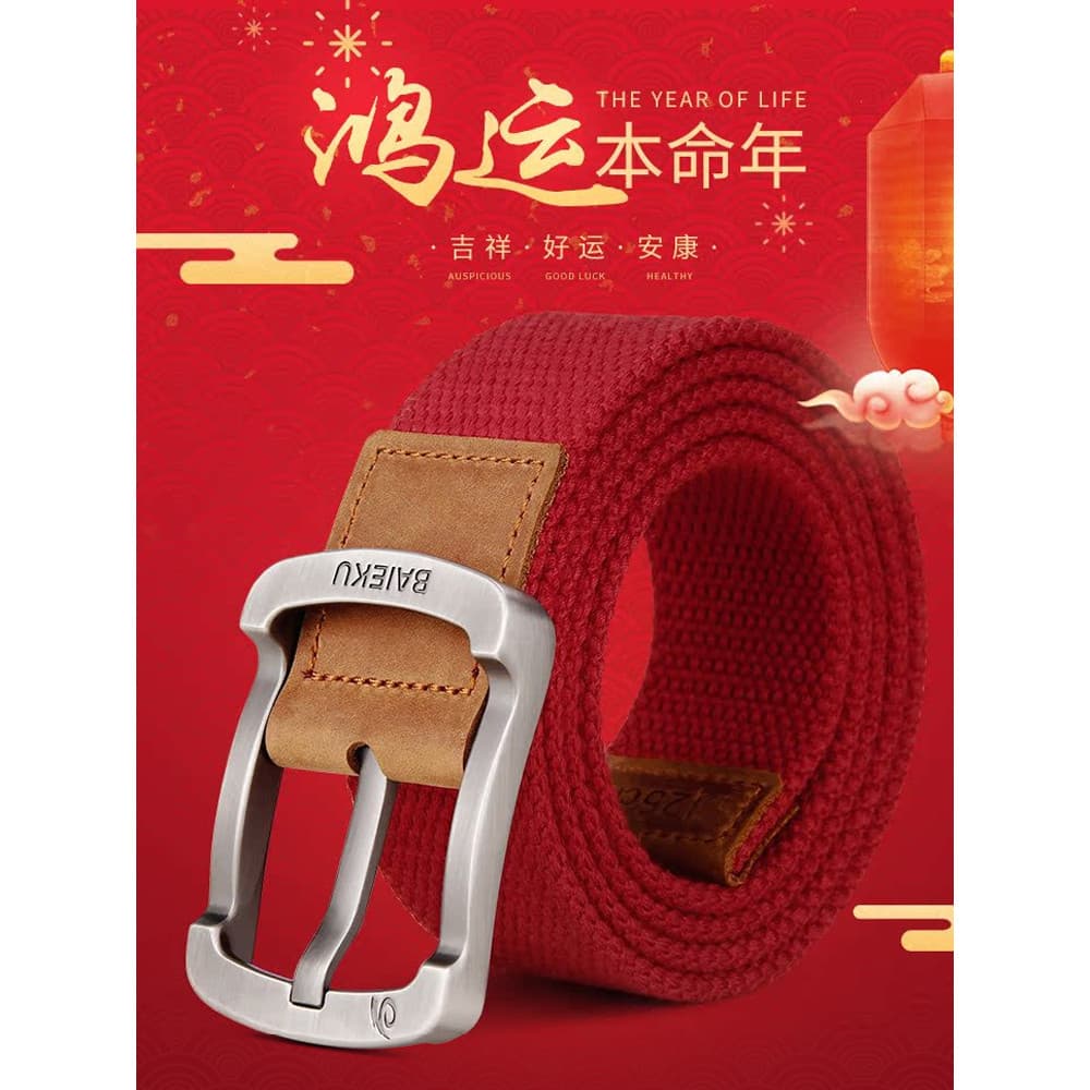Baiyi legal Benming ano cinto vermelho masculino feminino cinto de lona calças trançado cinto vermelho 2026 ano do caval