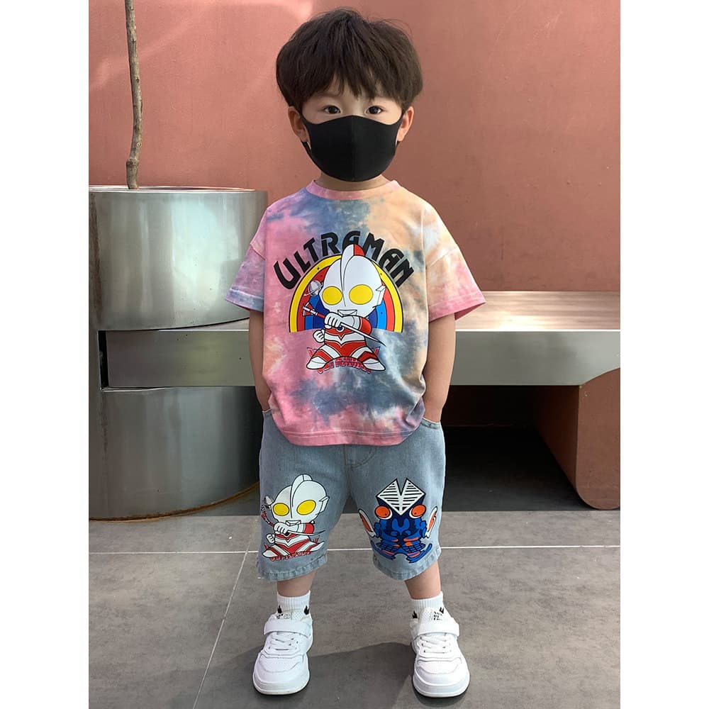 Ultraman menino roupas de verão 2026 novo estilo roupas infantis de manga curta rufião bonito estilo verão crianças verã