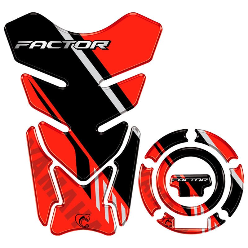 Kit Adesivo Protetor Tanque Bocal 3D Yamaha Factor 2025/26 VERMELHO