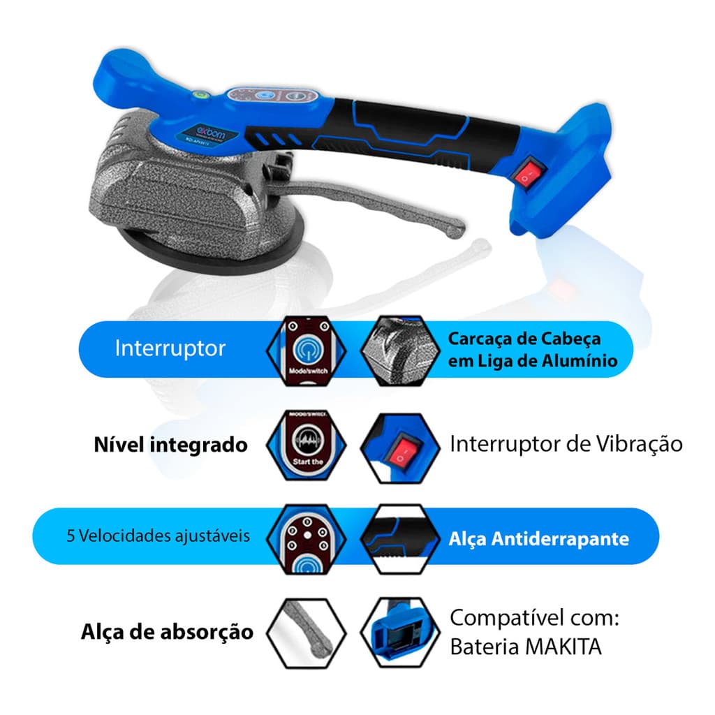 Maquina De Assentar Piso Porcelanato Profissional 2 Baterias