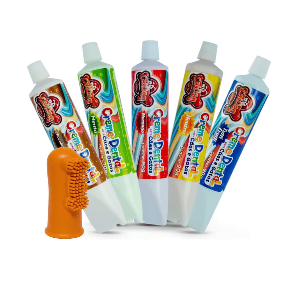 Kit Pasta de Dente para Cachorro e Gato Cat Dog 90g com Dedeira