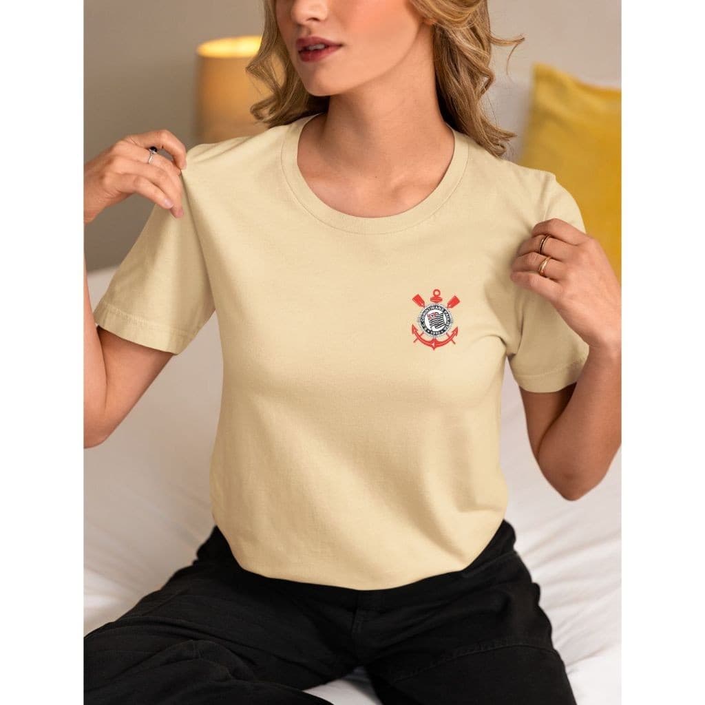 Camiseta Feminina Time do Coração Corinthians Babylook Algodão