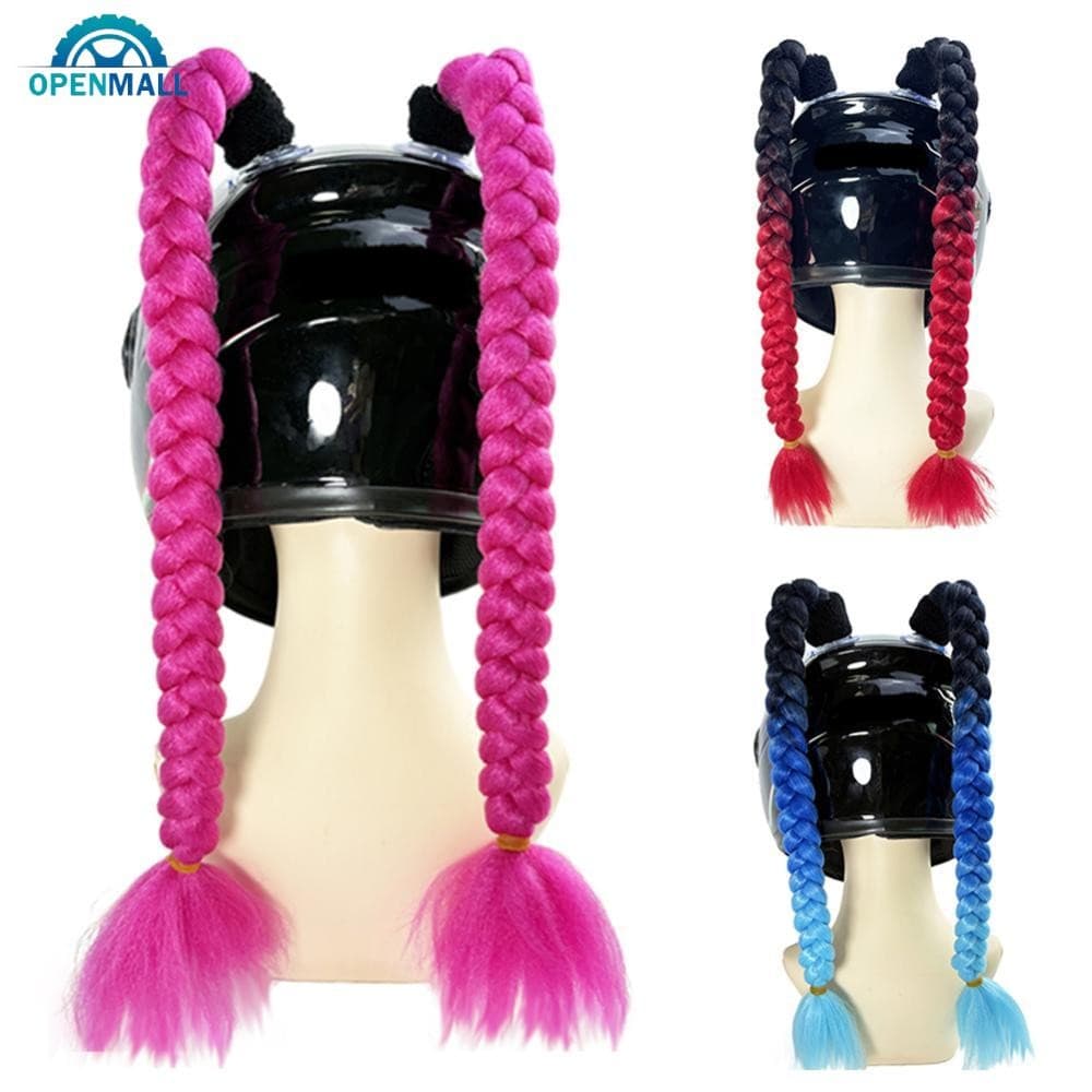 OPENMALL 2 Pçs Capacete Da Motocicleta Dupla Trança Tranças Decoração Mulher Peruca Para Capacetes De Moto Torção Rabo D
