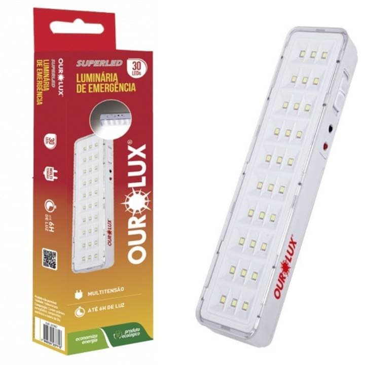 LUMINARIA DE EMERGENCIA 30 LEDS 2W S/ ALCA OUROLUX