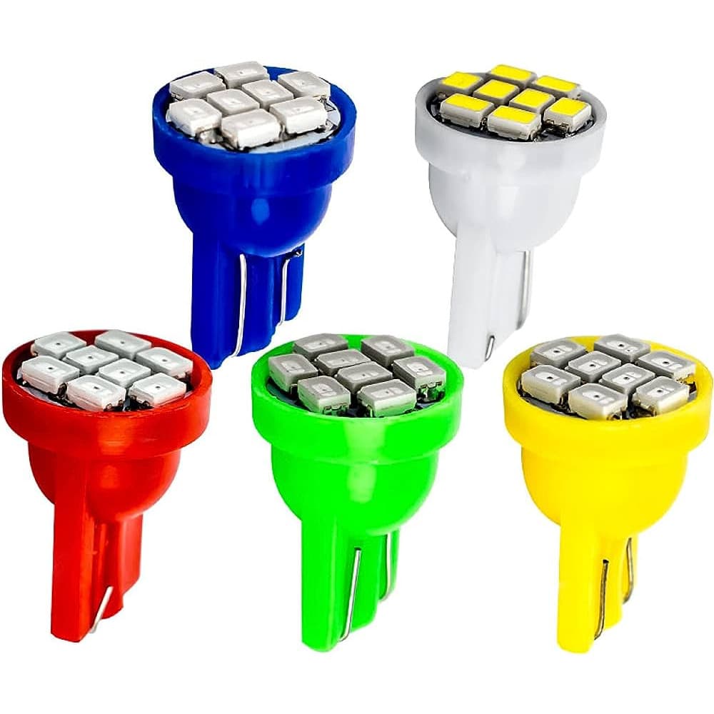 5/10 x Lâmpada T10 8 leds Automotiva carro pingo w5w super LED 12v placa teto farolete Atacado