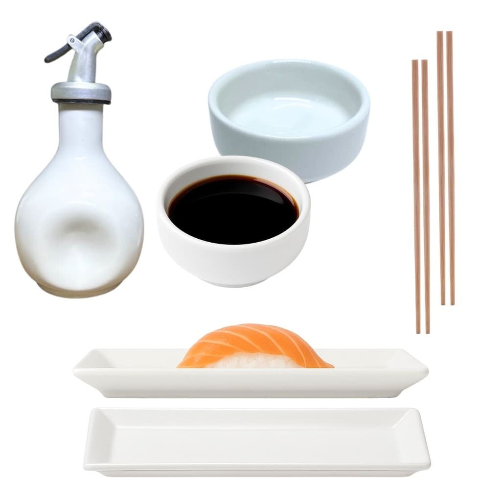 Kit Oriental 2 Pessoas Porcelana Branco 60ml Jarra Amassadinha