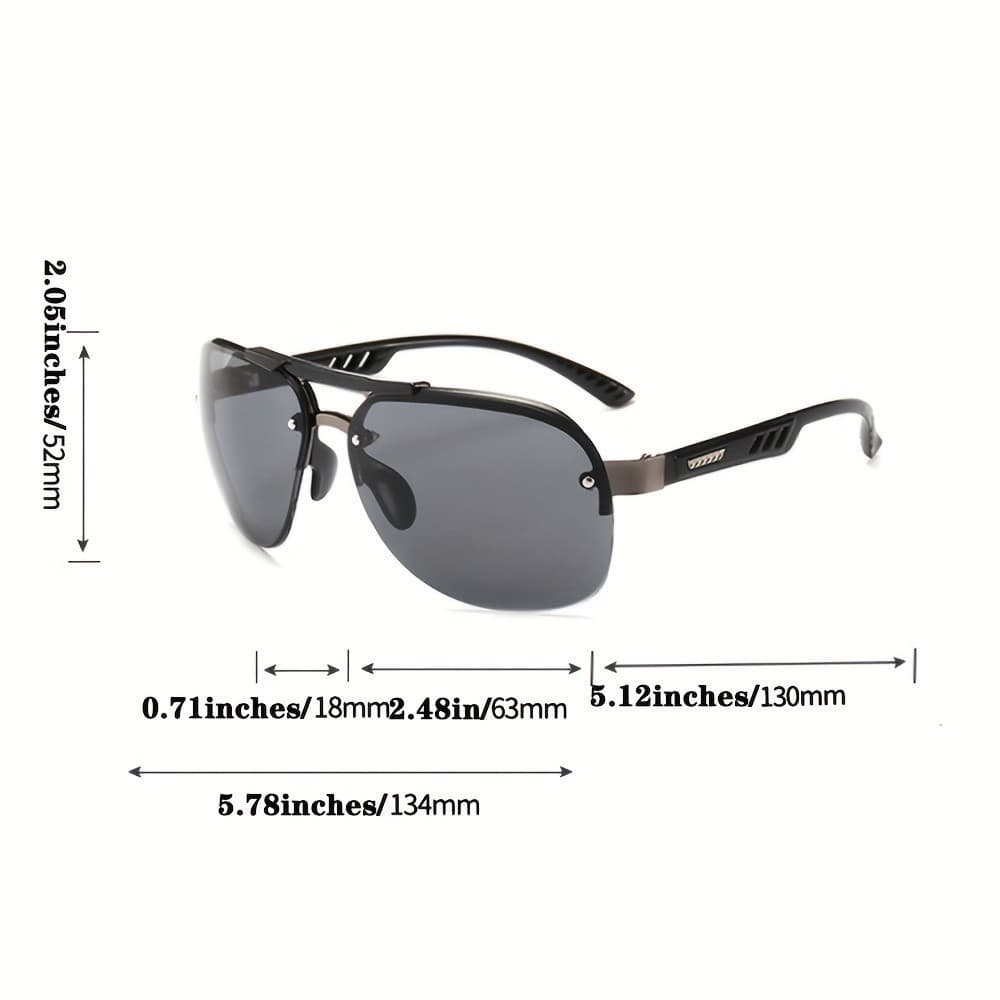 Óculos de Sol Retrô de Metal para Homens com Lentes Revestidas para Dirigir - Óculos de Sol de Ponte Dupla para Homens e