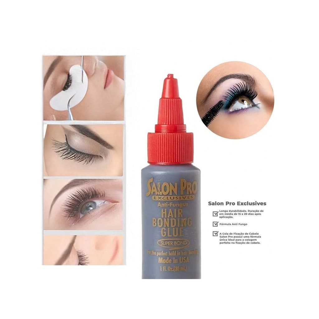 Cola profissional para cílios Salon Pro Secagem Rápida 30ml Alta Fixação Anti-Fungos Não Arde os Olhos