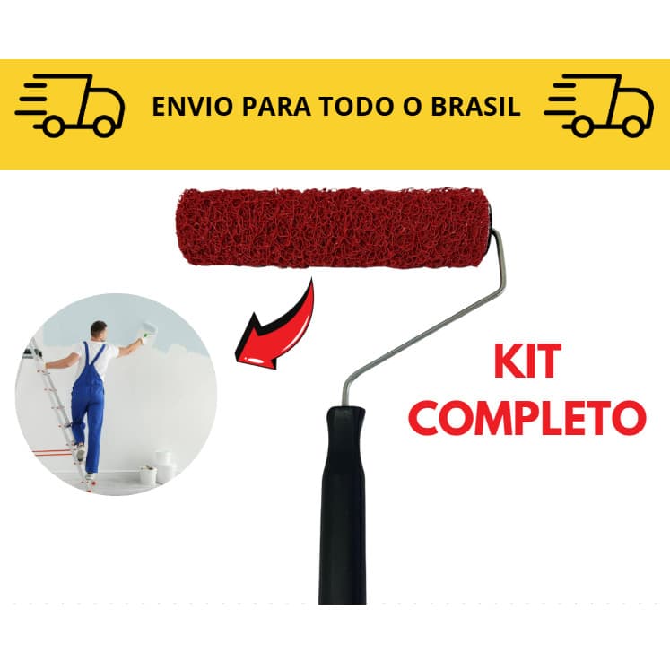 Rolo Para Textura Rústica / Cabelo De Anjo 23 Cm / Rolo Textura / Pintura com suporte