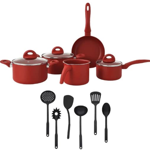 Jogo Completo De Panelas Indução Antiaderente De Ceramica Marmore 14 Peças Com Leiteira