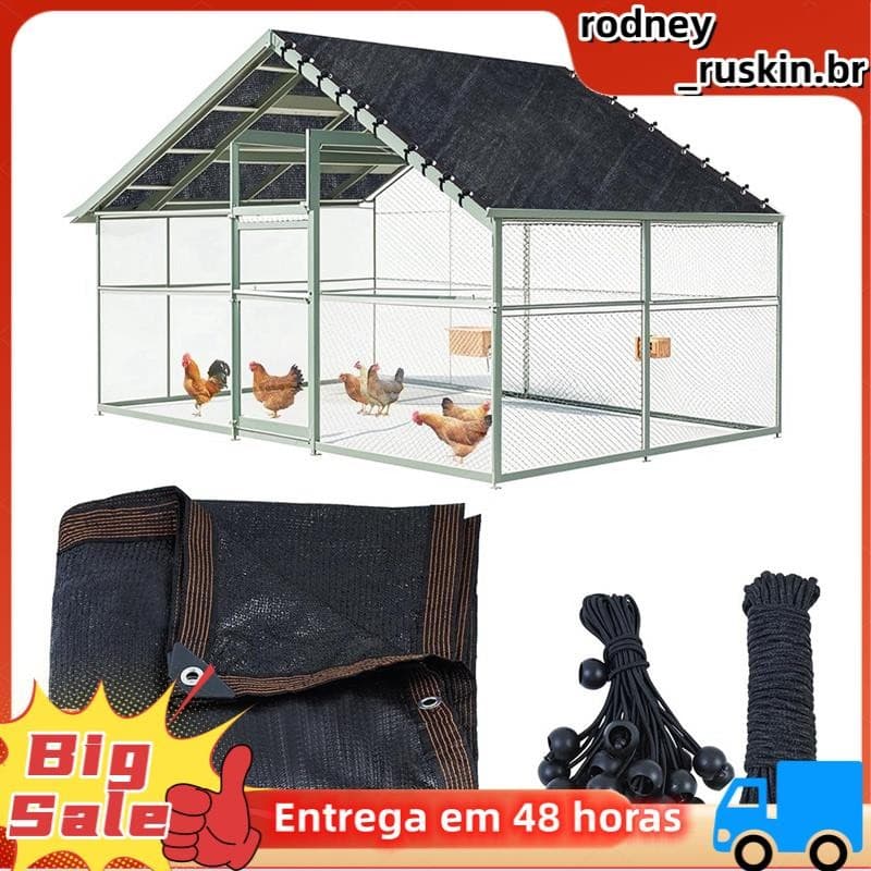 Capa UV 90 % Para Galinheiro , 11.5x6.6 Pés O Verão Com 20 Peças De Cordas Elásticas Esféricas Gaiolas De Frango
