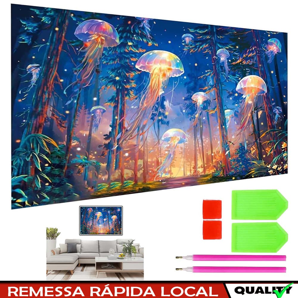 Água-viva, kit de pintura com diamantes quadrados, 70 x 40 cm, pontas de diamantes quadrados, artes e artesanato