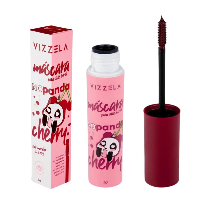 Máscara Para Cílios Rímel Vizzela No Panda Cherry Bordô 5g