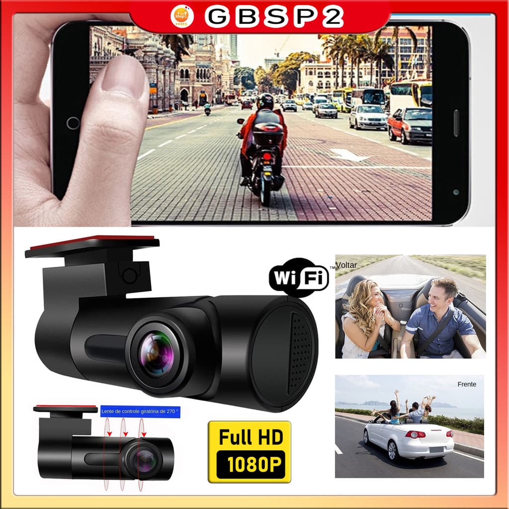 Câmera Veicular Hd1080p Automotiva Carro Segurança Visão Suportar 128gb Pronta Entrega