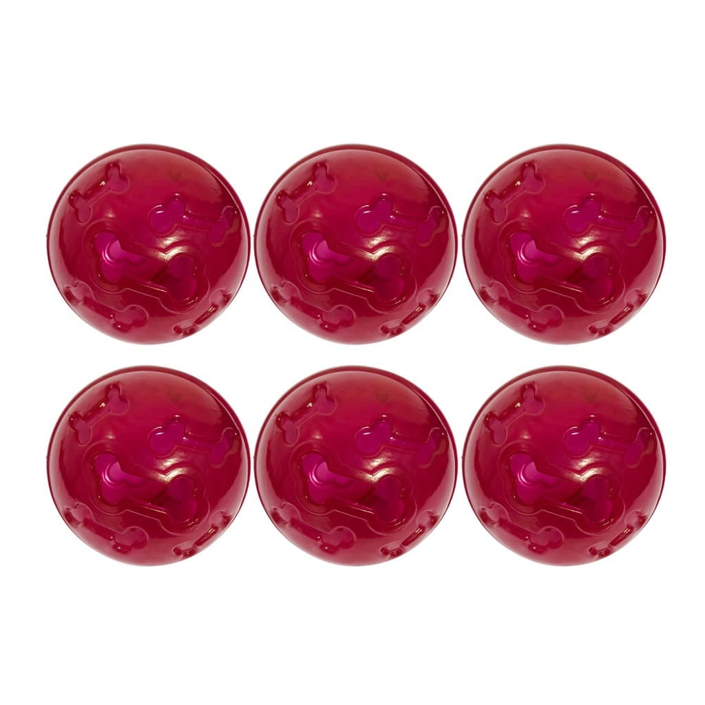 Kit 6 Bola Petisco Interativo Vermelho Neon Free BPA Brinquedo Pet Resistente