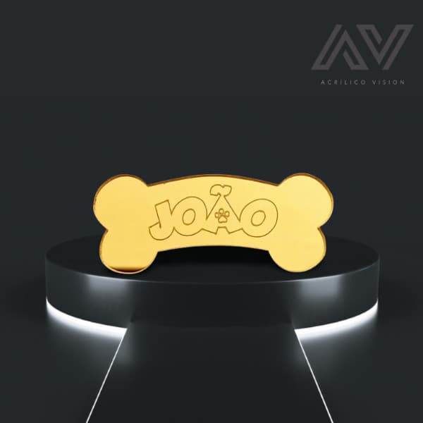 Kit - Aplique Osso Com Nome Personalizado Tema da Patrulha em Acrílico 4cm