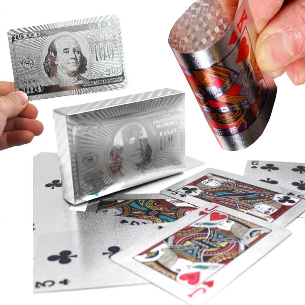 Cartas Prata Baralho prata Poker 52 Cartas Espanholas À Prova D'água