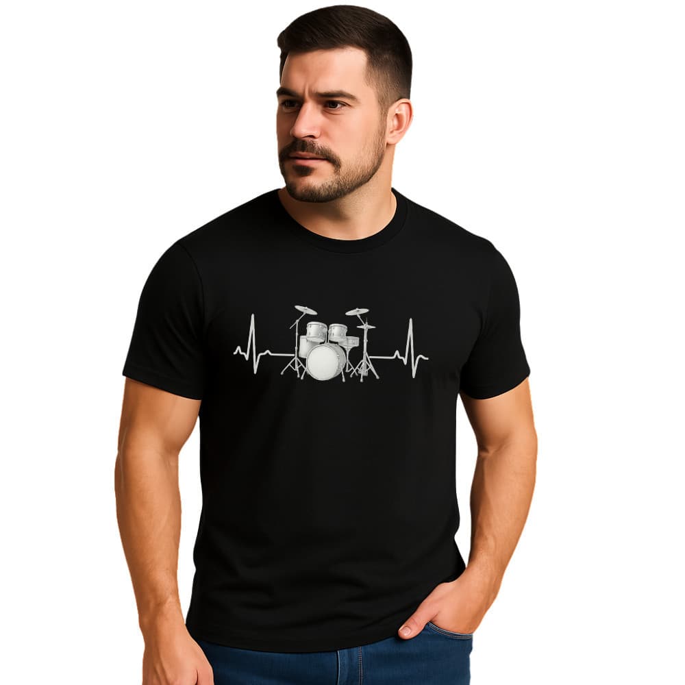 CAMISETA  MASCULINO 100% ALGODÂO BATERIA  PARA MÚSICO MODA CASUAL ESTILO E CONFORTO TEMA BATERIA  BATERISTA