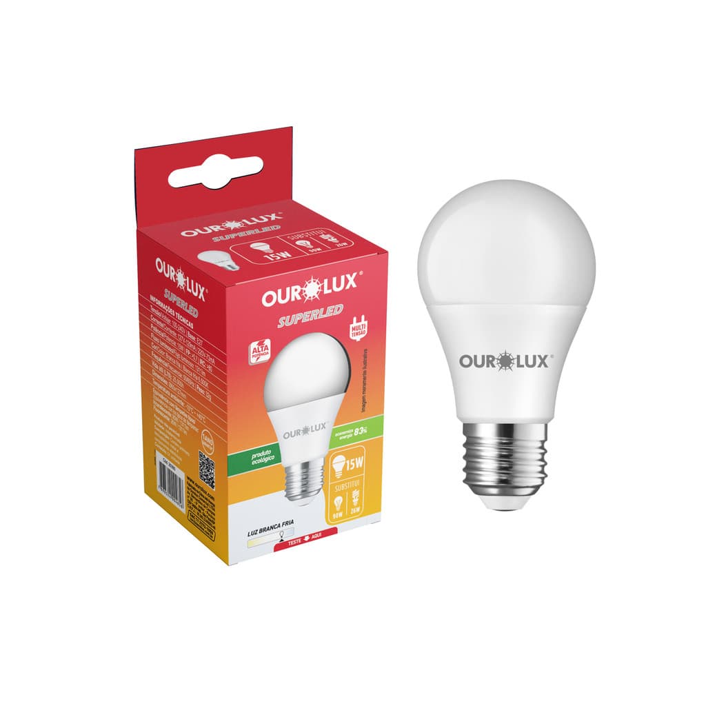 Lâmpada Alta Potência 15w – Bivolt - 6500K - E27 – Ourolux