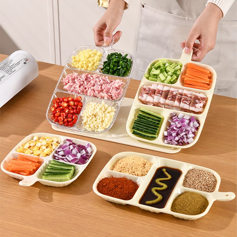 Prato de jantar compartimentado, gengibre, alho, bandeja de armazenamento, cozinha, tempero doméstico, multifuncional, p
