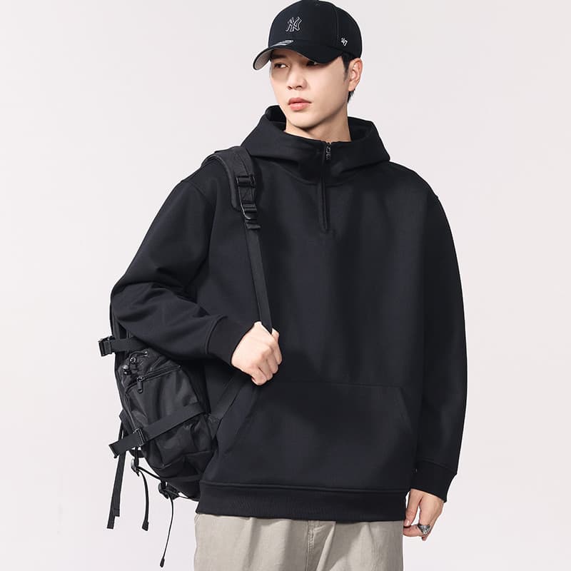 Masculino Plus Size primavera outono novos produtos 320G zíper pesado moletom com capuz masculino solto gordura All-Matc