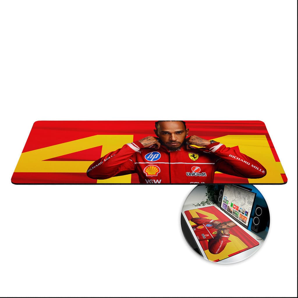 MousePad Grande Gamer Antiderrapante 80x30 F1 Formula1 Hamilton Mouse Pad Grande RGB