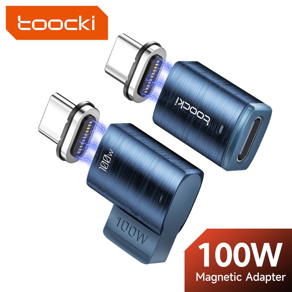 Adaptador Magnético Toocki PD100W para Celulares, Adaptador para Laptop, Conversor de Carregamento Rápido TYPE-C DICZ