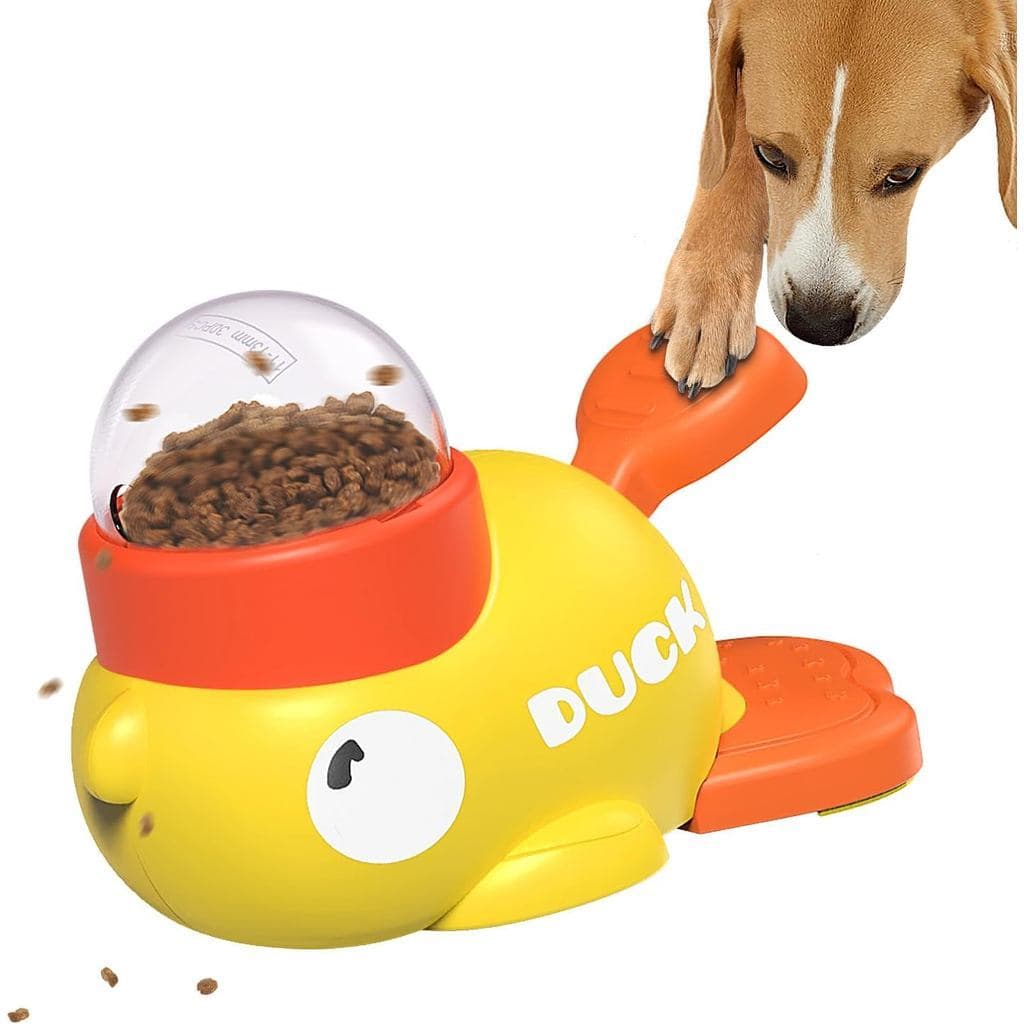 Brinquedo Interativo Dispensador de Petiscos para Cães, Alimentador Lento com Quebra-Cabeça (Amarelo) ASKE