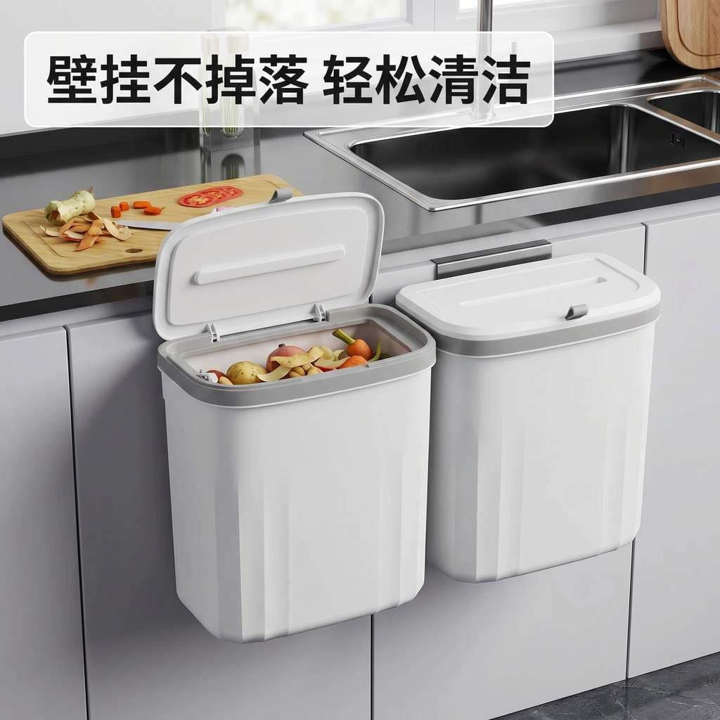 Lixeira de parede para cozinha, montada na parede, banheiro doméstico, vaso sanitário com tampa, cesta de papel higiênic