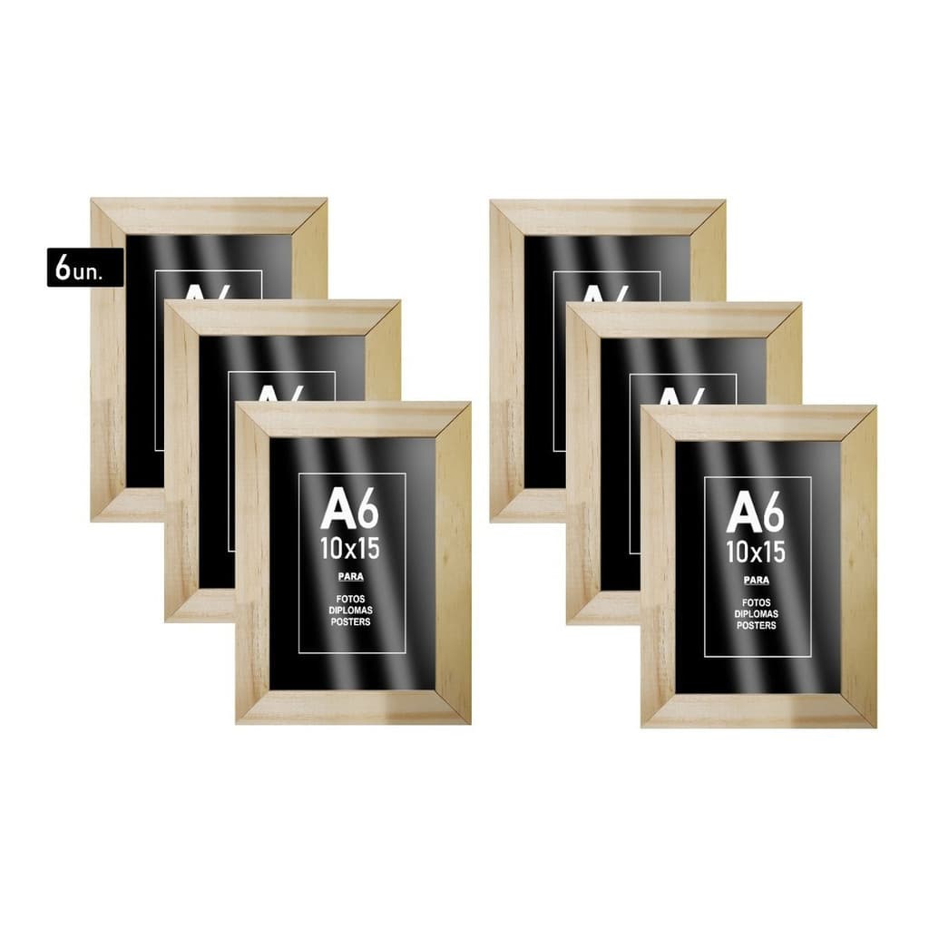Kit 6 Molduras 10x15 Natuiras Com Vidro Quadro Porta Retrato foto A6 Para Presente Para Mãe, Pai, Na