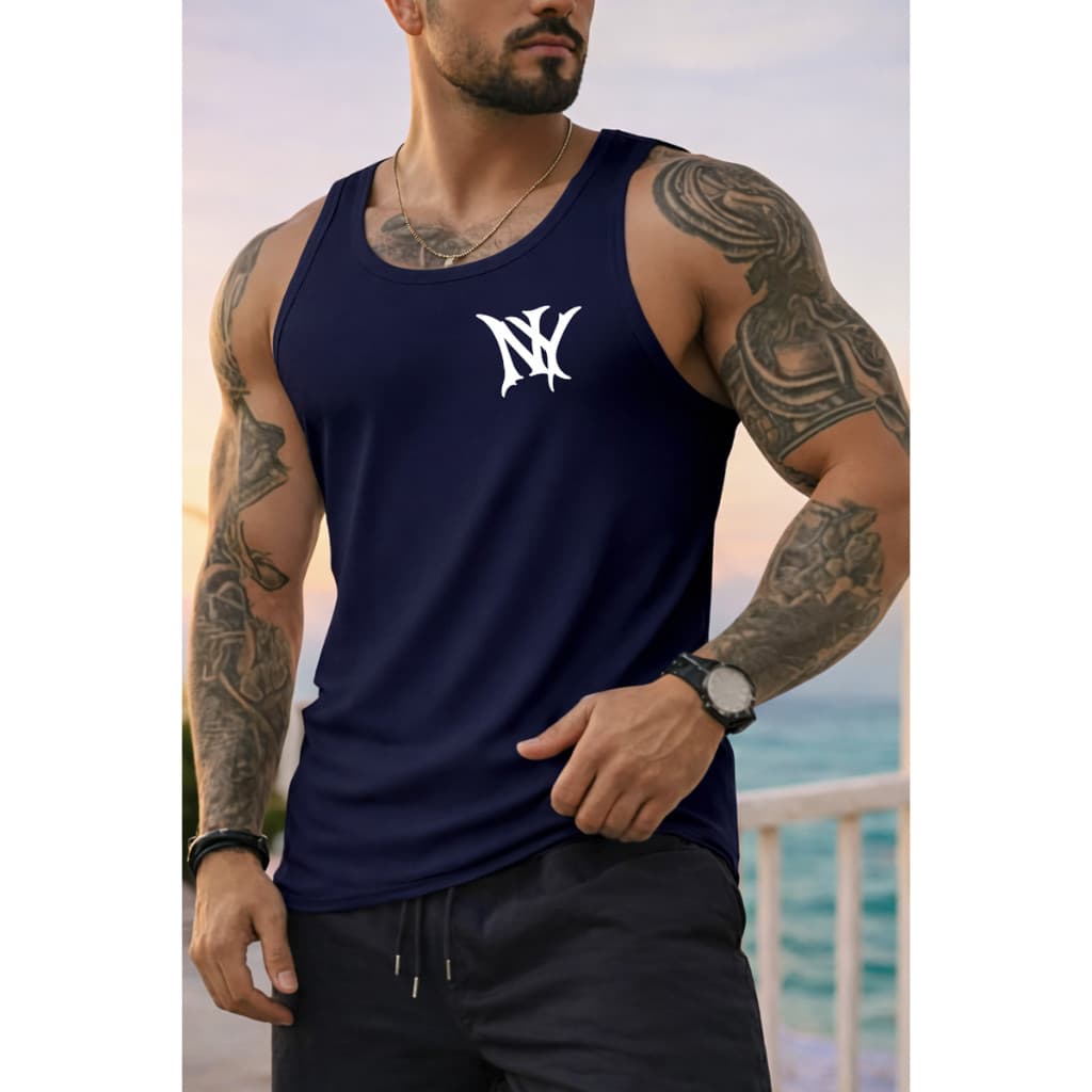 Regata Masculina Streetwear Estampa New York Corte Slim Confortável Linda