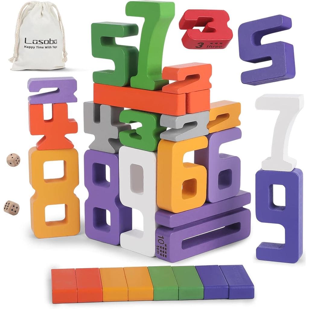 Blocos de números de madeira, blocos de números grandes de 1 a 10, blocos matemáticos de 30 peças, brinquedos de números