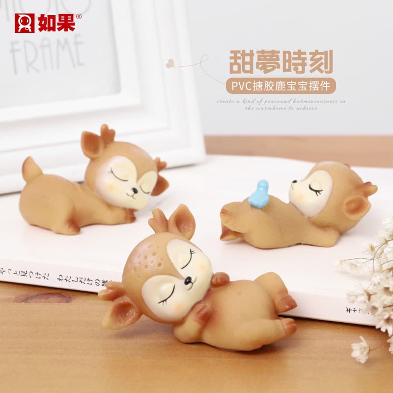 Sika cervos pequenos ornamentos decorações para casa brinquedos do quarto das crianças mesa criativa decorações de vinil