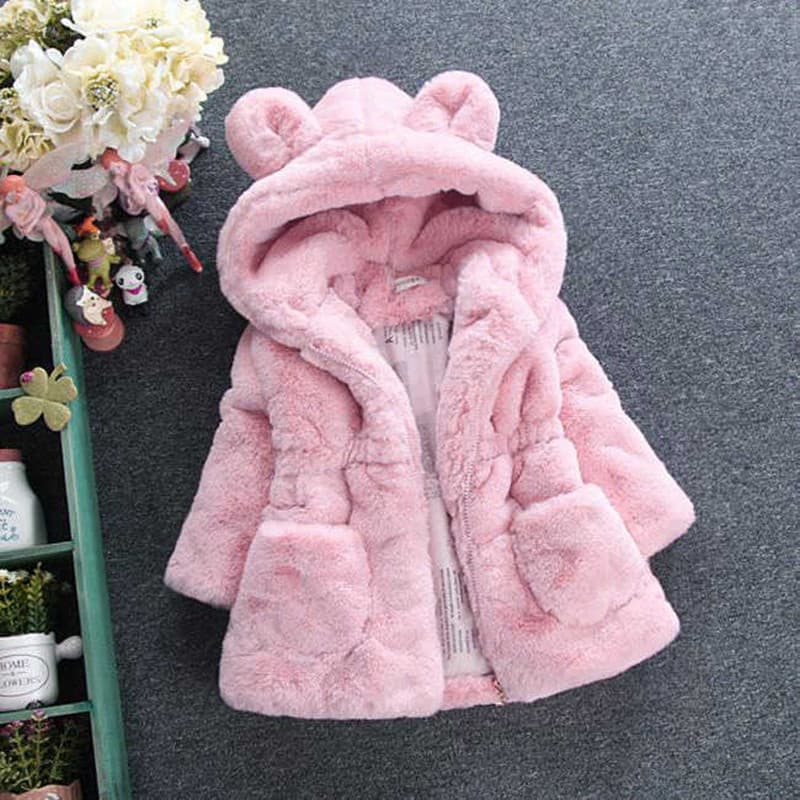 Casaco para Meninas de 1 a 7 Anos, Quente e de Pelúcia para Outono e Inverno, Moda de Princesa de Natal, Roupa Infantil