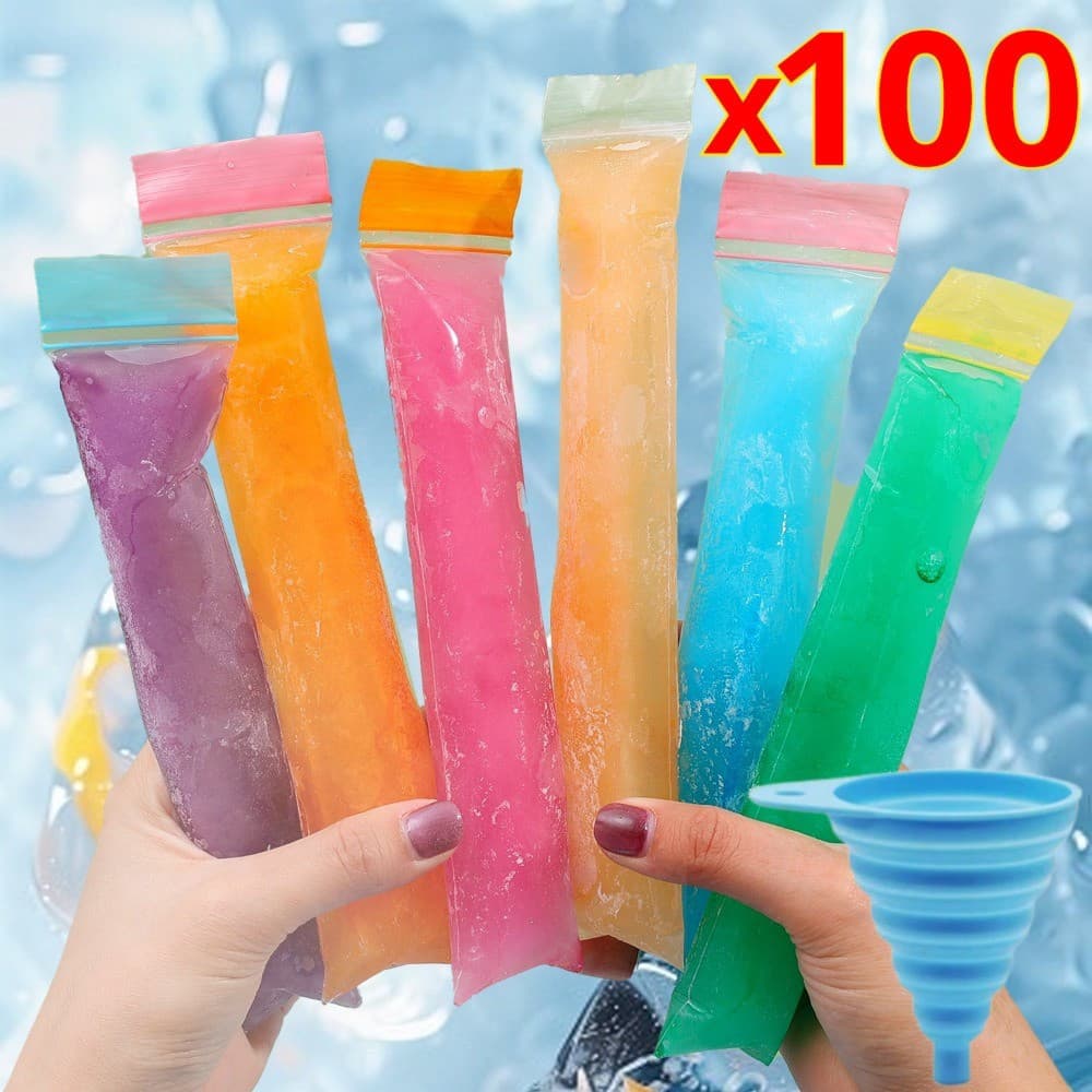[Quente] Saco De Moldes De Suco De Frutas De Picolé De Gelo PE De Qualidade Alimentar Verão Transparente DIY Sacos Supri
