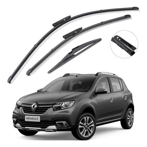 Kit Palheta Limpador Parabrisa Silicone Sandero 2015 À 2023