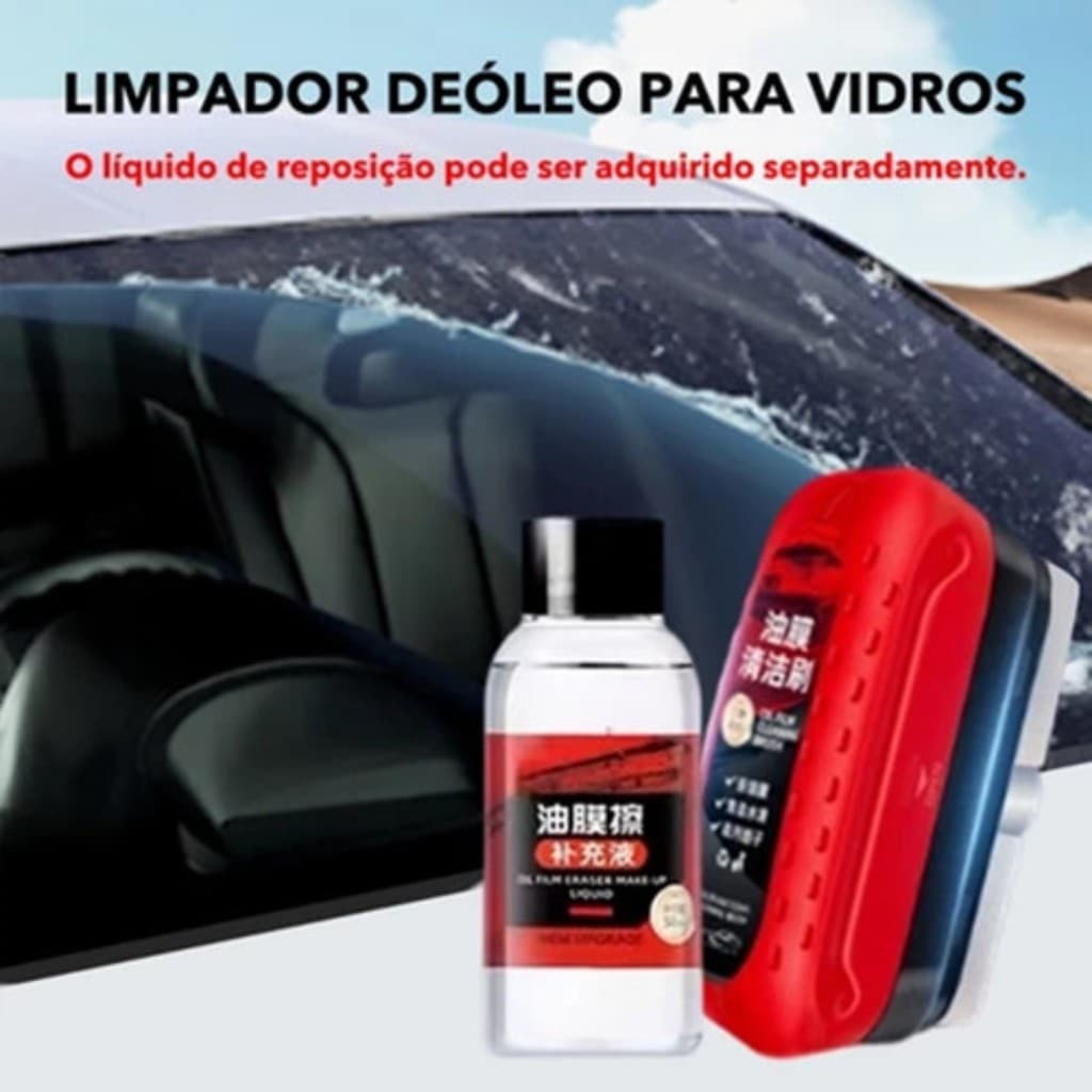 Escova forte para limpeza de filme de óleo no vidro do carro - Remove sujeira no pára-brisa lateral e espelho retrovisor