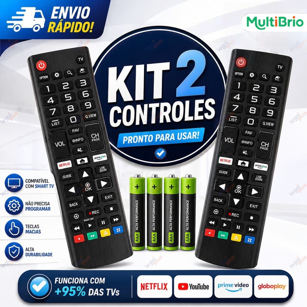 Controle Remoto Compatível com TVs LG Smart 4K LED LCD de 24, 32, 40, 43, 50, 55 e 65 Polegadas