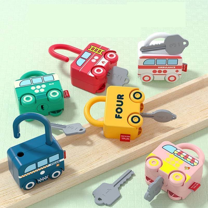 Crianças Aprendendo Los Com Chaves Números Educacionais Combinando Brinquedos De Carro De Contagem