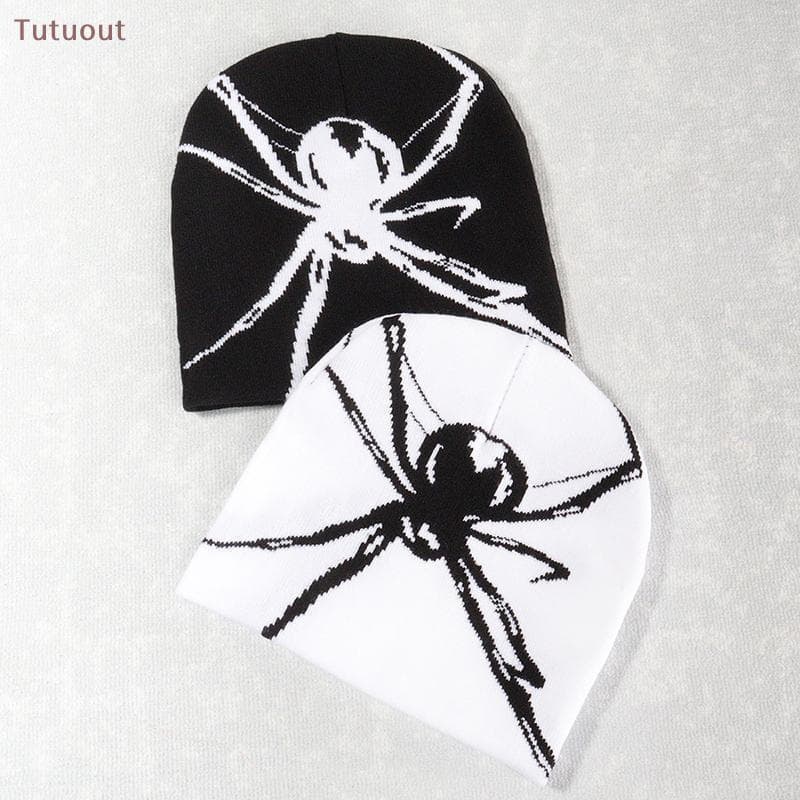 TUTU Chapéu de Malha Impresso com Teia de Aranha Chapéu de Outono Inverno Moda Hip Hop Chapéu Quente para Homens e Mulhe