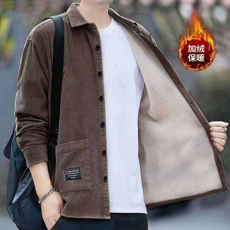 Camisa quente masculina de inverno forro de lã camisa grossa Casual Multi-bolso solto tamanho grande jaqueta masculina d