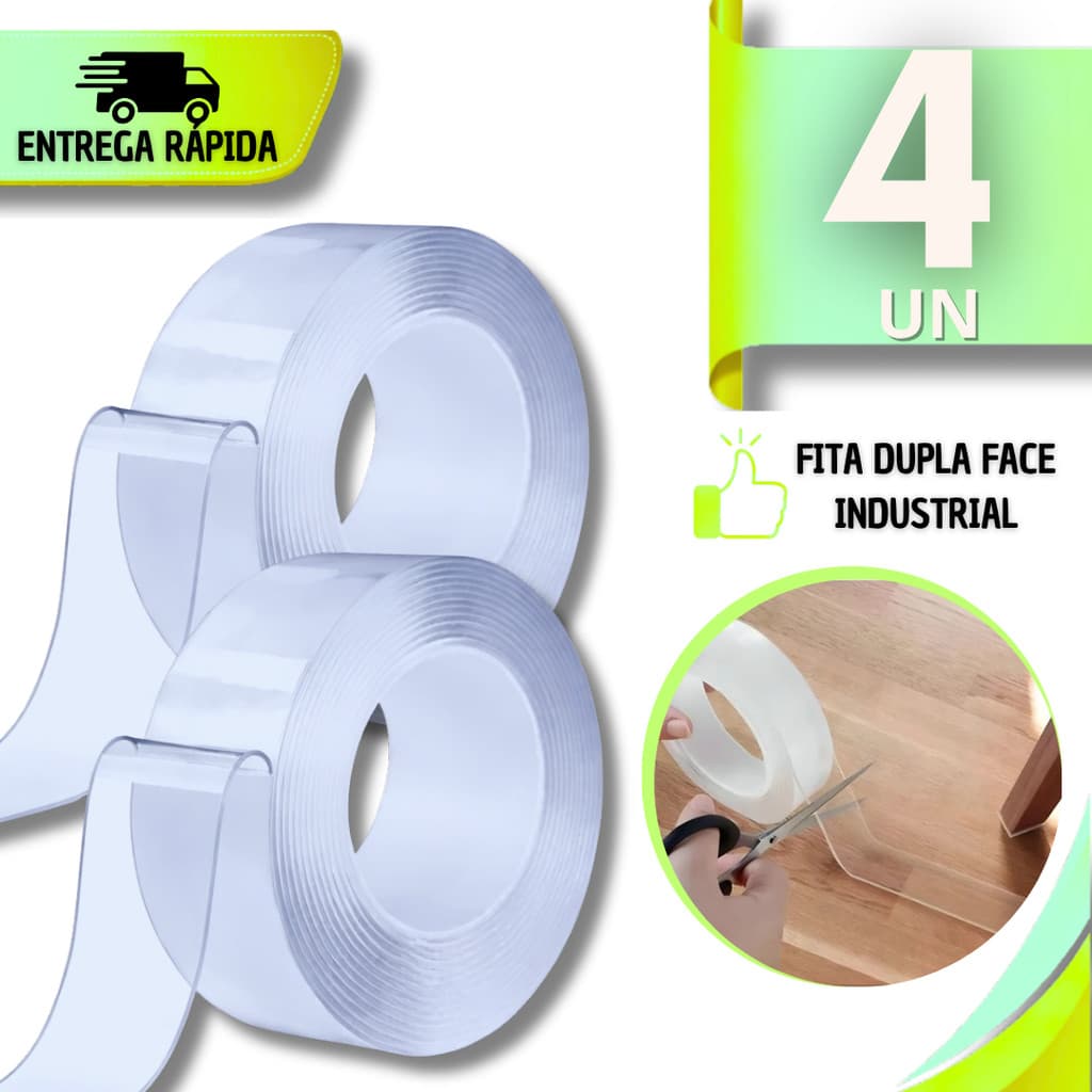 Fita Dupla Face Forte Transparente Mágica Adesiva Cola na Parede Móvel Quadro Multiuso Praticidade