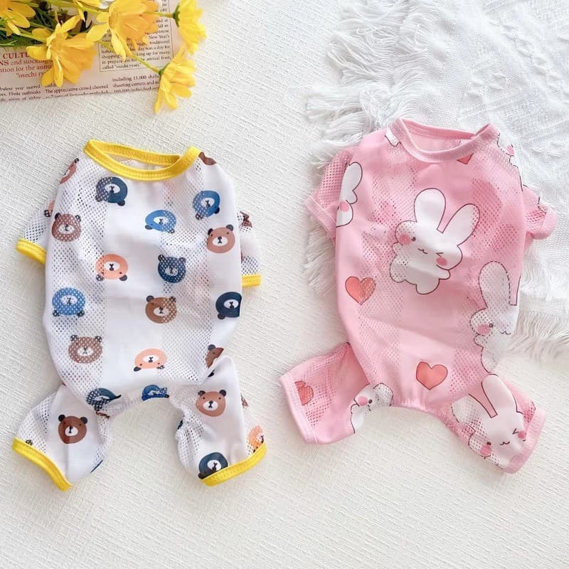 Roupa De Cachorro Pijama De Malha Fina De Verão Para Cães Grandes Quatro Patas
