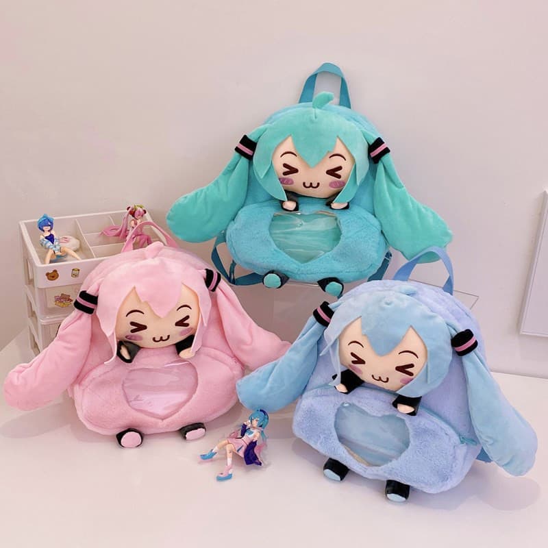 Hatsune Miku Bolsa mensageiro de estudante fofa mochila transparente de boneca de desenho animado, produzida por BZPE